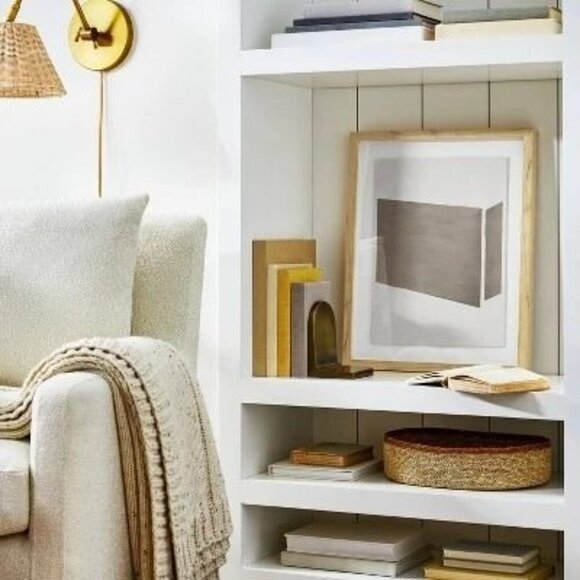 Threshold Studio McGee 16x20 Color Block Abstract Glass Framed Wall Art Lt Navy - Picture 2 of 8